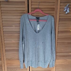 Vintage Lane Bryant Silver V-Neck Sweater From 2002